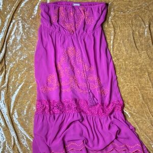 Flying Tomato Strapless Embroidered High Low Dress